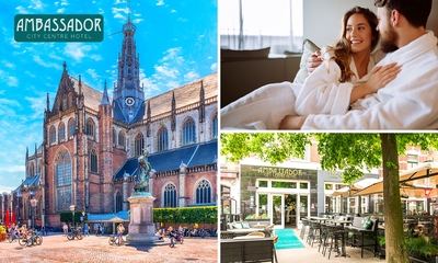 Overnachtingen voor 2 + ontbijt + 3-gangendiner + late check-out in hartje Haarlem