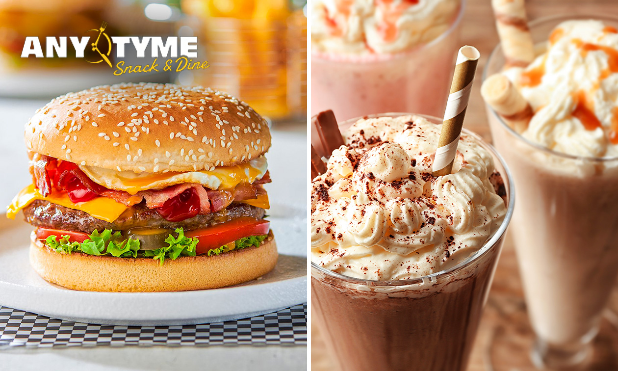 Burger naar keuze + milkshake bij AnyTyme Lubeckplein Zwolle