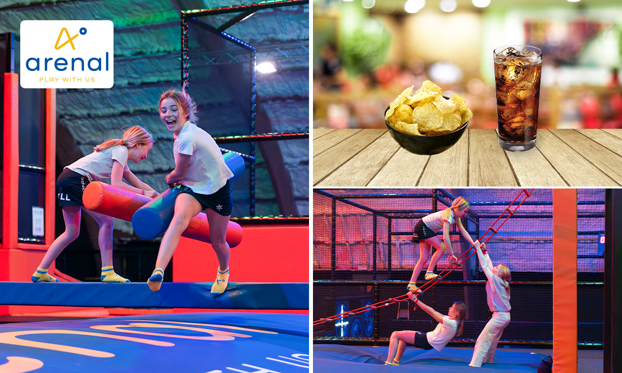Toegang trampolinepark (120 minuten) + chips + drankje