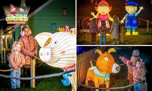 Eintritt zum Großen Bauernhof-Lichtfestival auf dem Erlebnisbauernhof Molenwaard + Getränk
