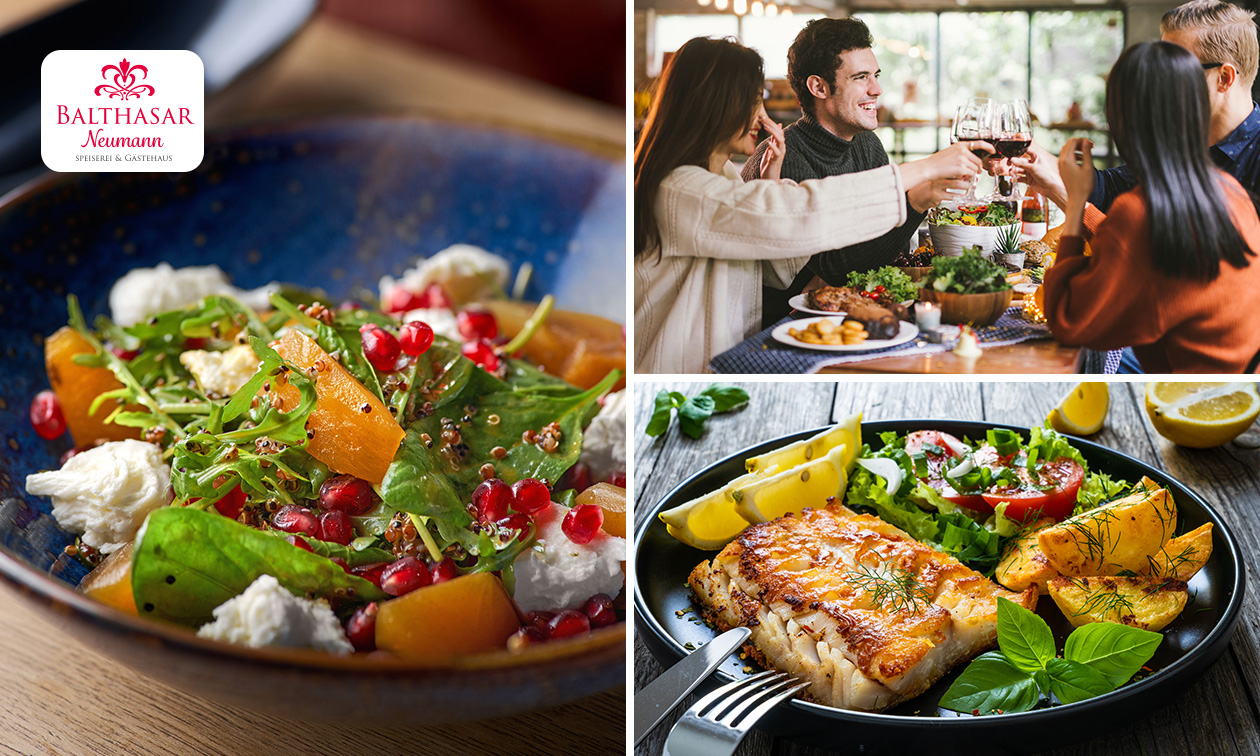 Exklusives 3-Gänge-Menü nach Wahl + Prosecco bei Balthasar Neumann Speiserei & Gästehaus