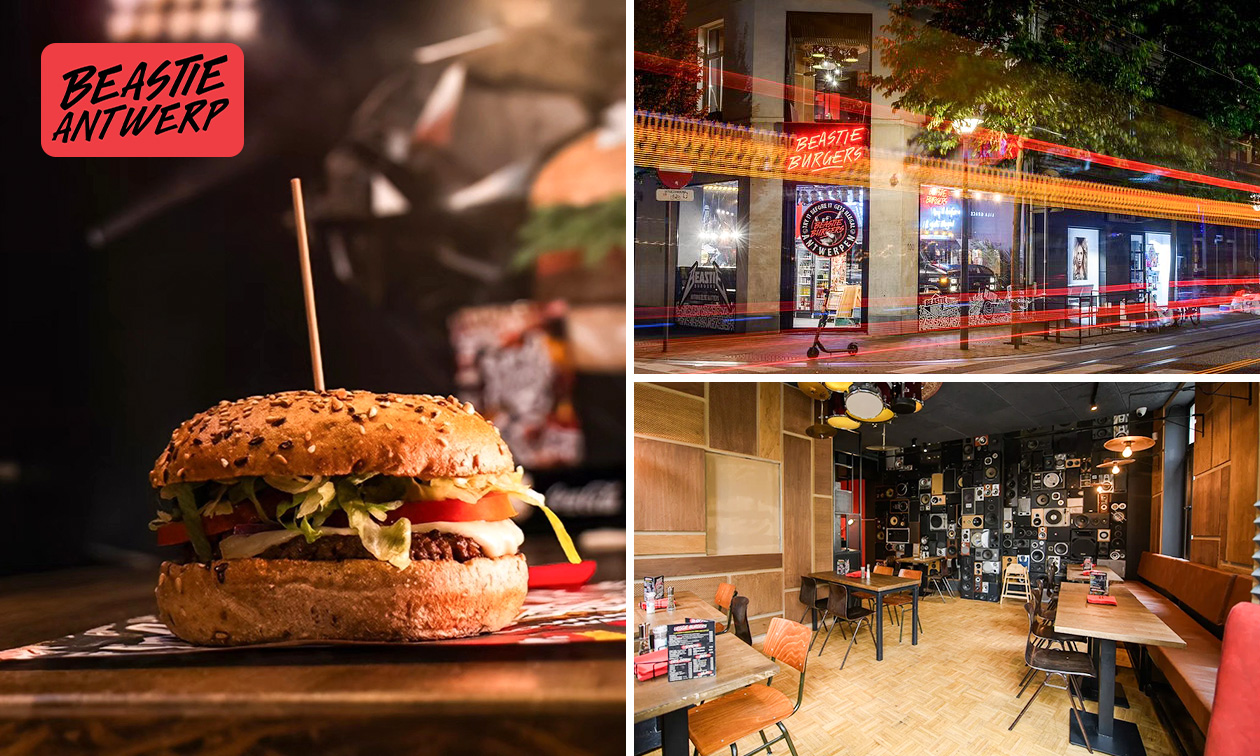 Burger + friet + saus voor afhaal of dine-in bij Beastie Burgers Antwerpen