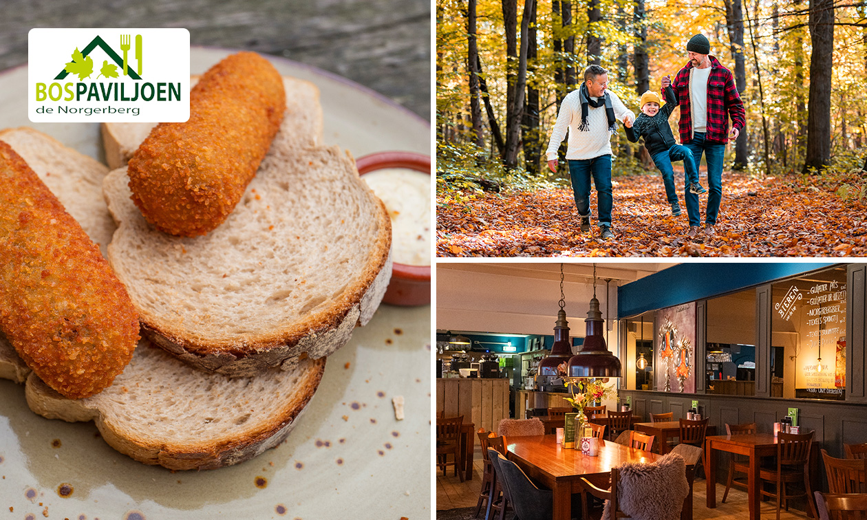 Wandelarrangement + koffie/thee + 2-gangenlunch bij Bospaviljoen de Norgerberg