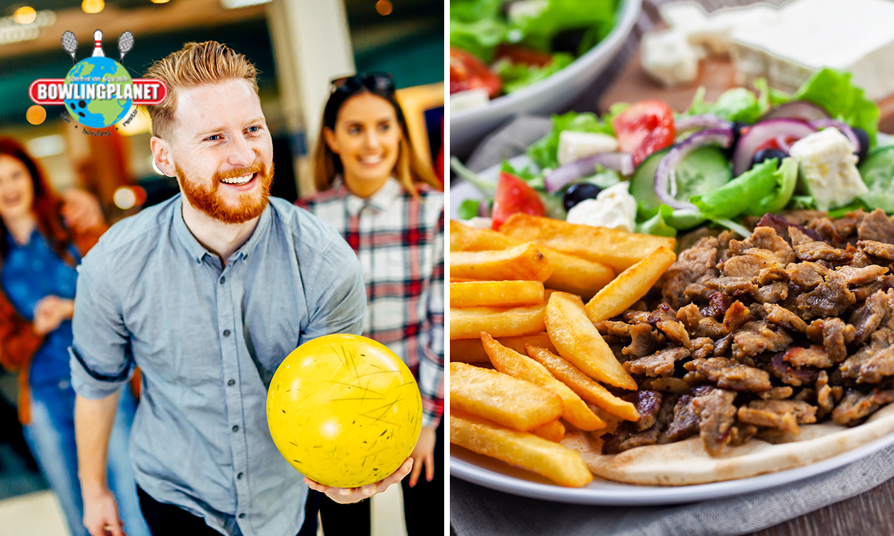 Diner of lunch + 2 spellen bowlen bij Bowling Planet