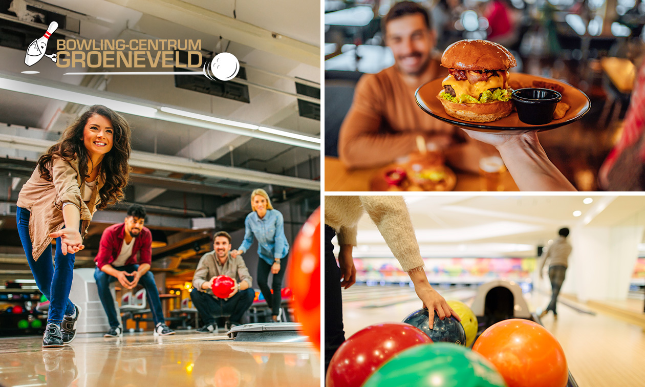 Bowlen (1 uur) + hoofdgerecht (2 t/m 7 pers.) bij Bowlingcentrum Groeneveld