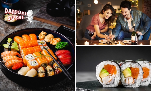 Sushibox (100 stuks) + 5 mini-loempia's + salade van Daisuki Sushi voor bezorgen
