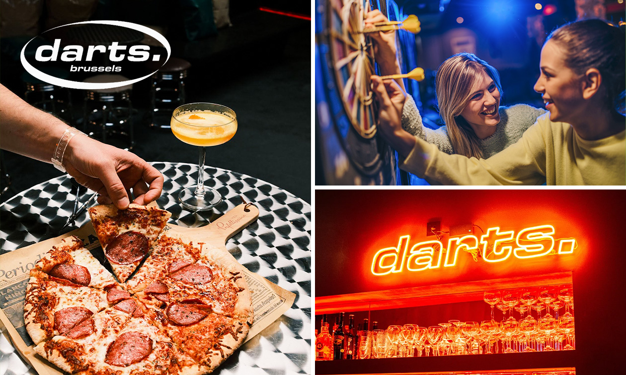 1 ou 2h de fléchettes pour 2 à 6 + planche ou pizza à partager + boissons à Bruxelles