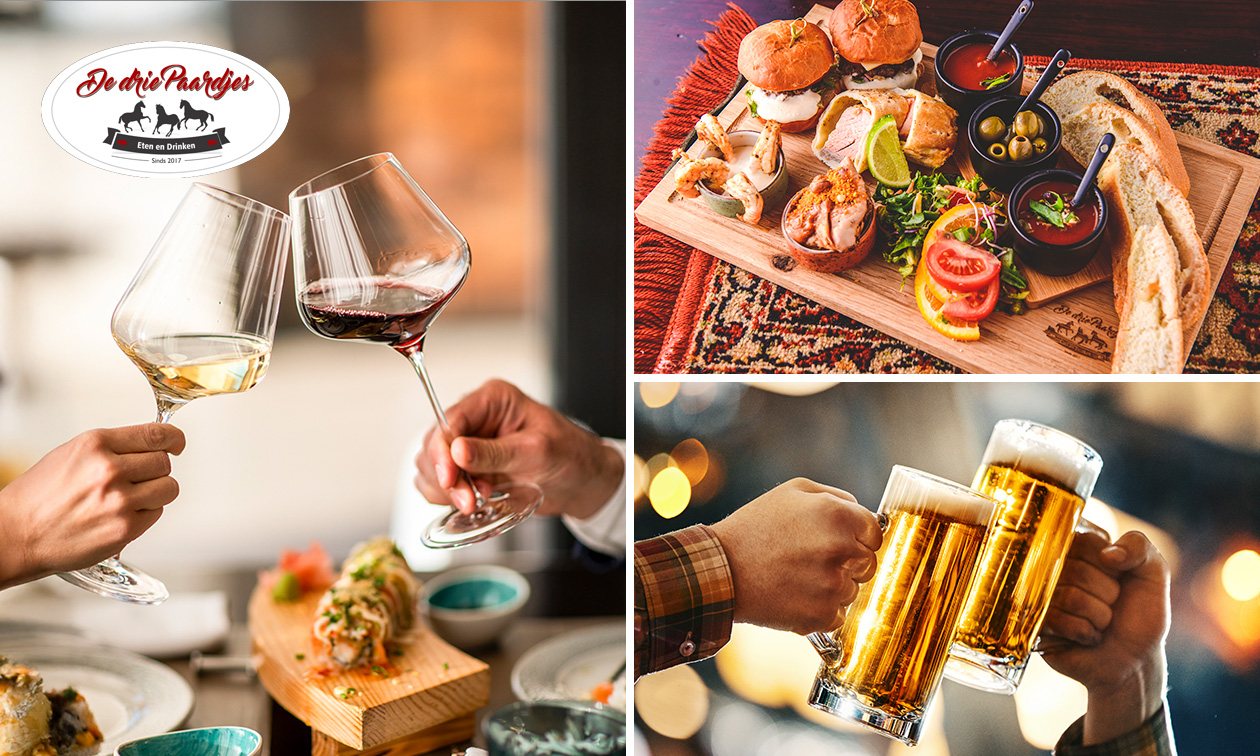 High wine of high beer + hapjesplank of hapjes per ronde bij De Drie Paardjes
