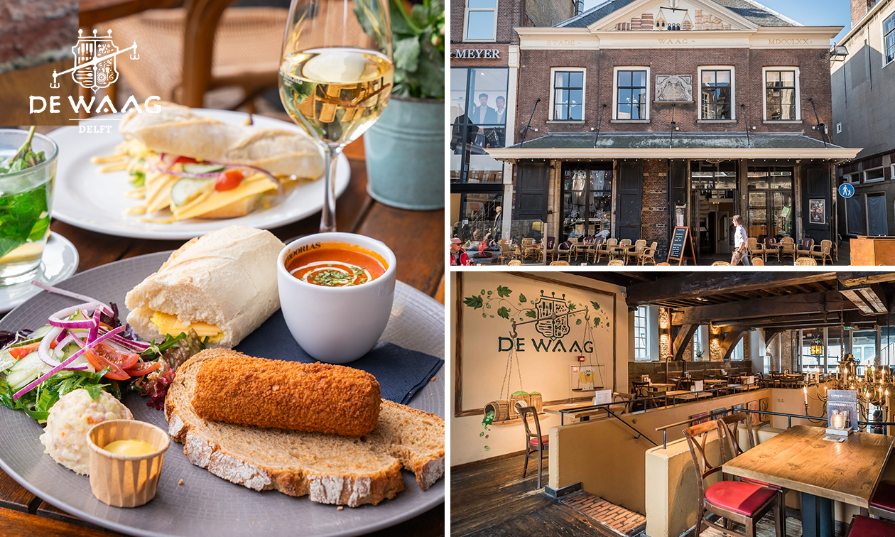 12-uurtje of 2-gangenlunch bij De Waag in hartje Delft