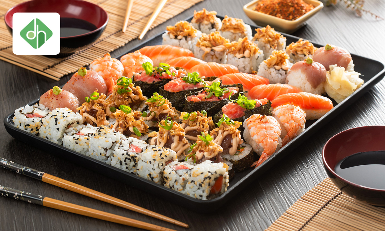 Sushibox (32 of 56 stuks) voor afhaal of thuisbezorgd van Delicious and Healthy