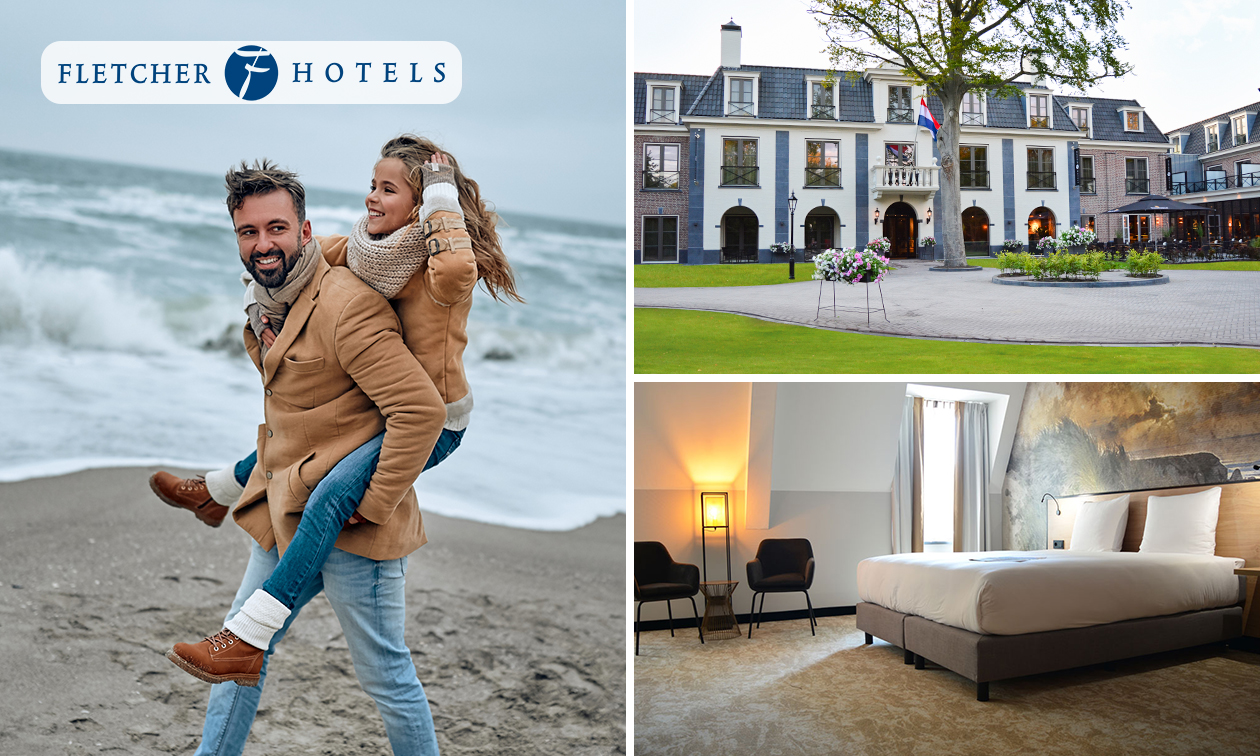 Overnachting(en) voor 2 + ontbijt + hoofdgerecht Fletcher's Keuzemenu nabij het strand
