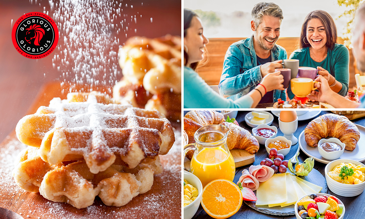 Genießer Frühstück oder Waffel mit Puderzucker + Heißgetränk nach Wahl