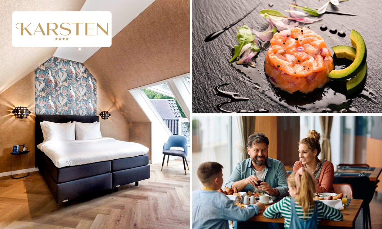 Overnachting voor 2 personen + ontbijt + 3-gangendiner + bitterballen en welkomstbubbels