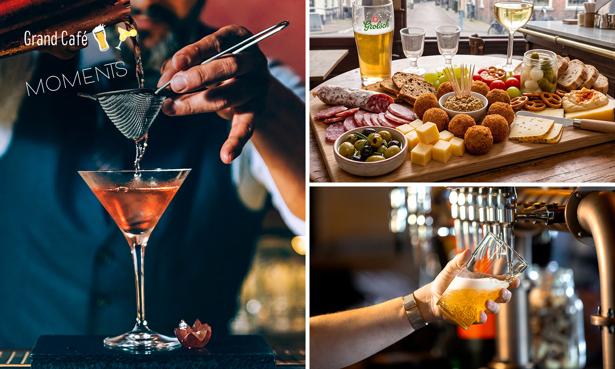 Bier- of cocktailproeverij + borrelplank bij Grand Café Moments