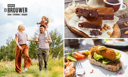 Wandelarrangement + warme drank met brownie + 2-gangenlunch bij Herberg d'n Brouwer