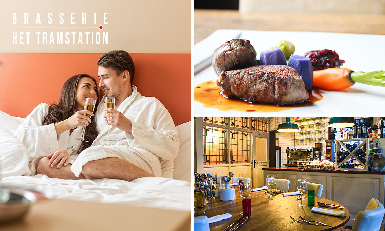 Overnachting voor 2 + ontbijt + 5- of 6-gangendiner van de chef bij Het Tramstation