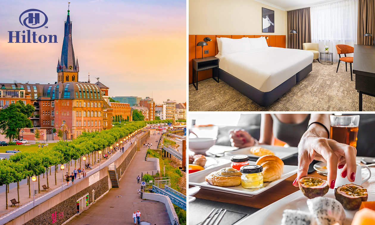 Overnachting voor 2 + ontbijt + parkeren bij Hilton Düsseldorf