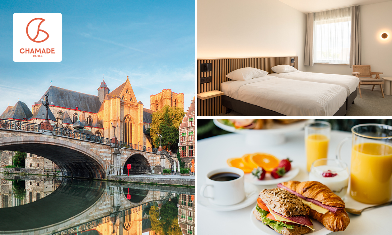 Overnachting voor 2 + ontbijt + late check-out in Gent