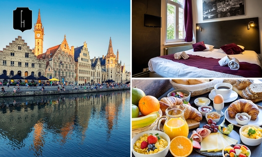 Nuit pour 2 en chambre au choix + petit-déjeuner + verre de mousseux au cœur de Gand