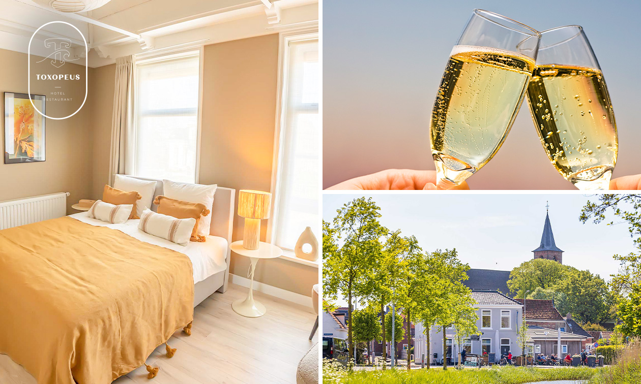 Overnachting voor 2 + welkomstdrankje + hapjesplank + late check-out bij Hotel Toxopeus Anjum