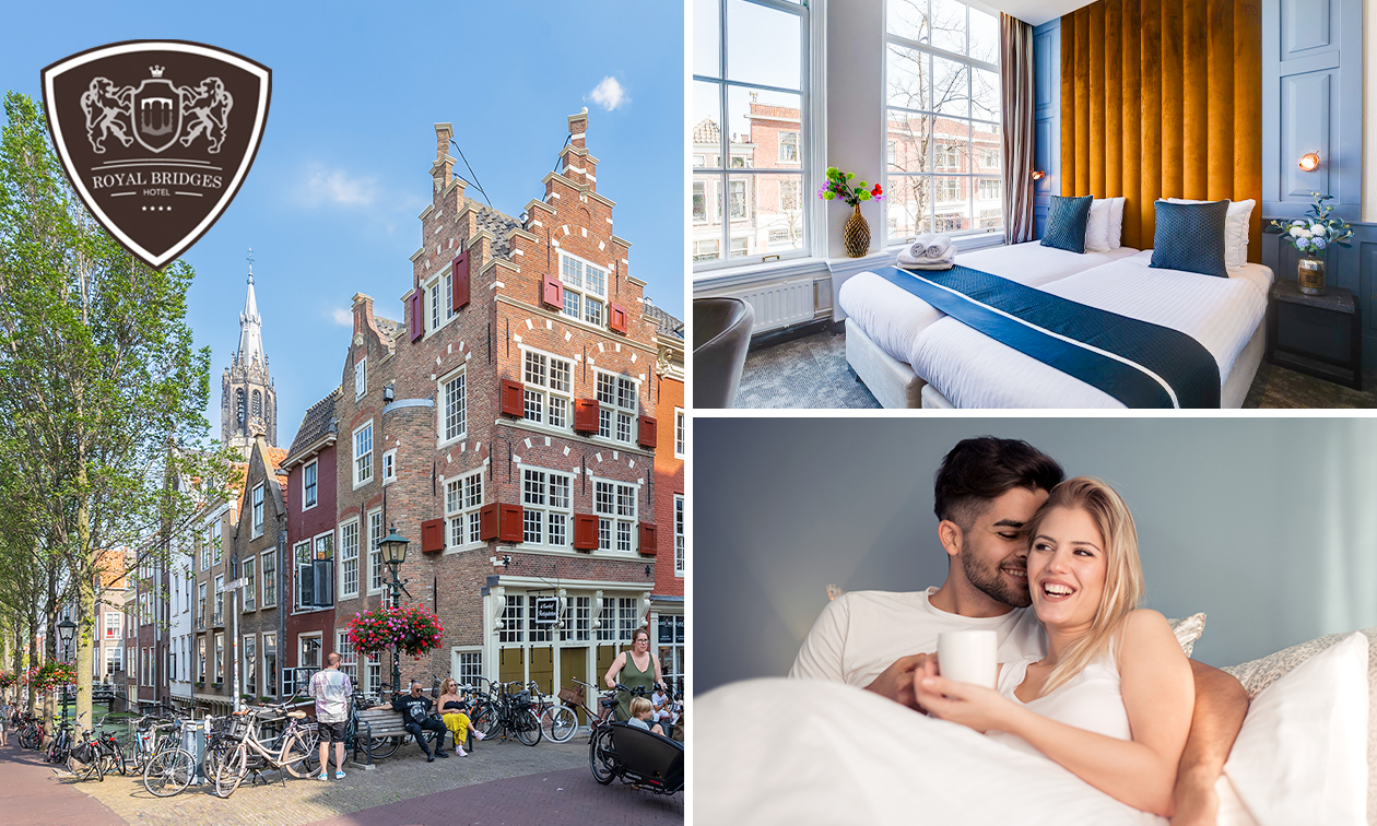 Overnachting voor 2 + ontbijt + evt. canal view in hartje Delft