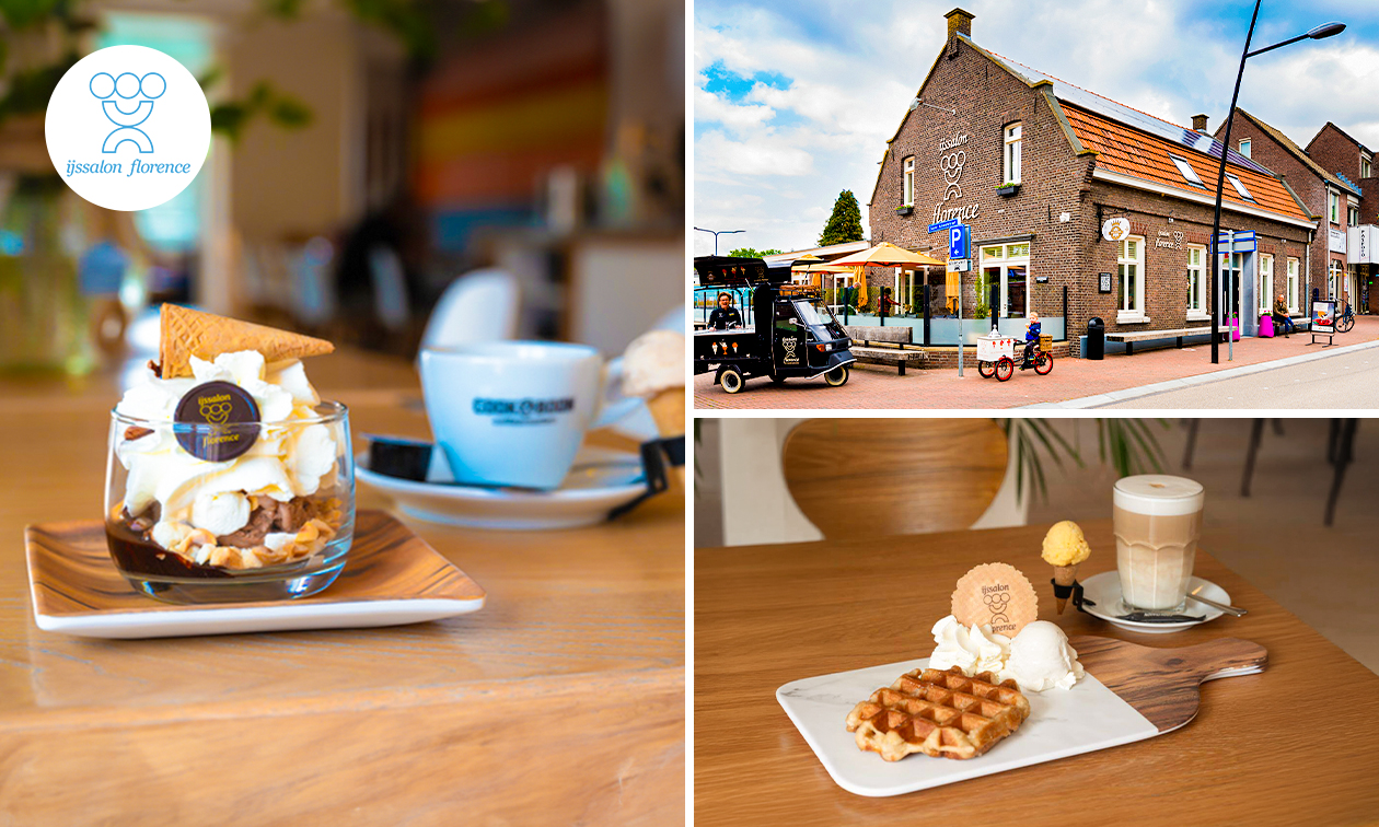 Dessert naar keuze of huisgebakken wafel + koffie of thee bij IJssalon Florence