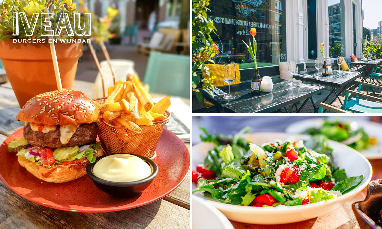 (Vega)burger + friet met mayonaise + salade in hartje Arnhem