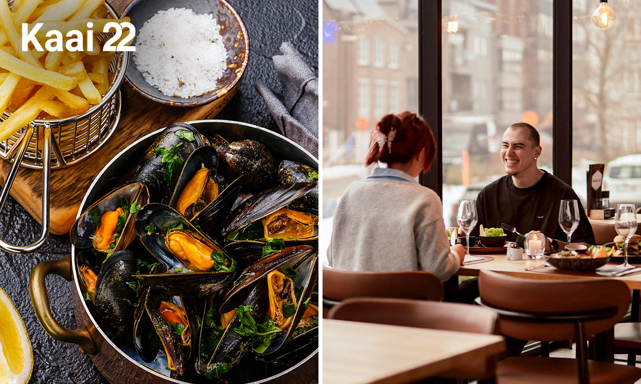 2-gangen mosseldiner of -lunch bij Kaai 22 aan het water