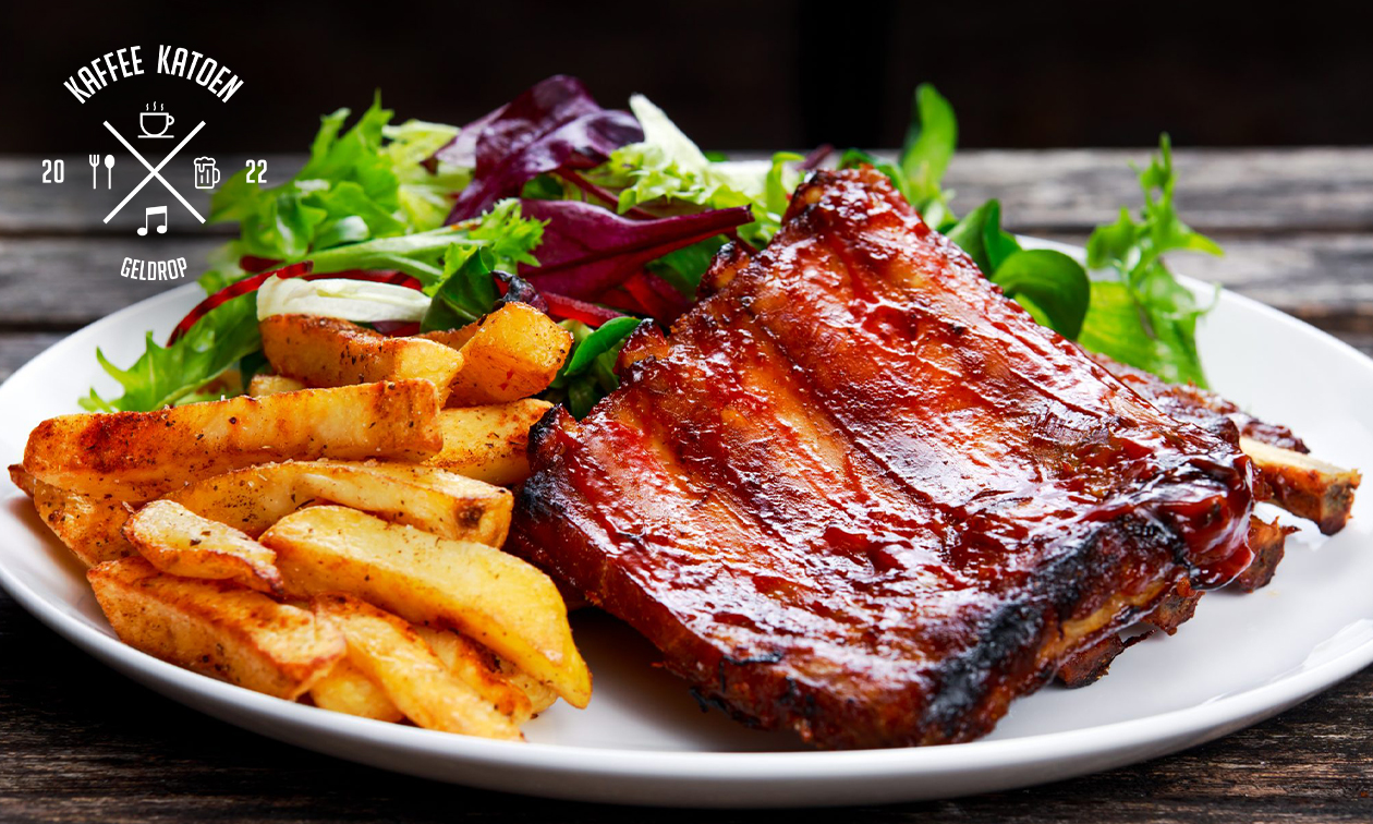 Onbeperkt spareribs + salade + friet bij Kaffee Katoen in hartje Geldrop