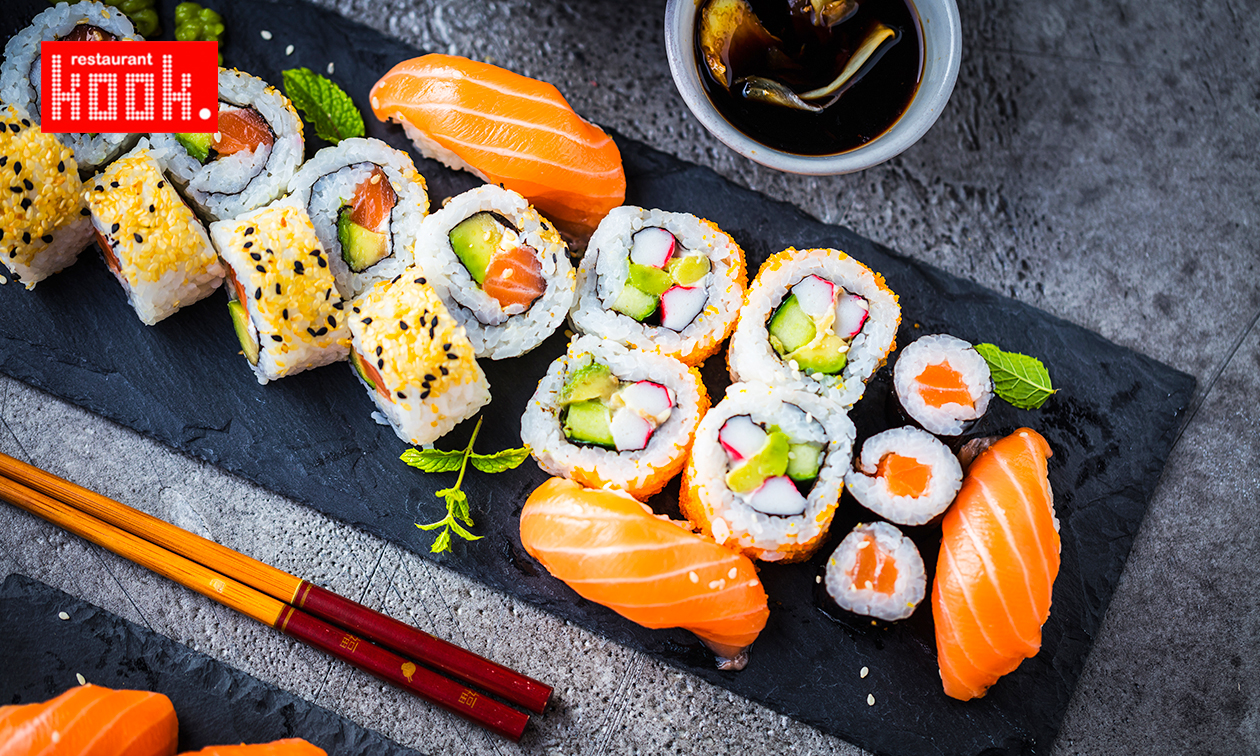Sushibox naar keuze (26 of 56 stuks) voor afhaal bij Kook. Plus in hartje Bergen op Zoom