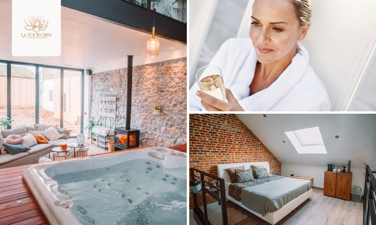 1 nuit pour 2 + spa privatif + petit-déjeuner + petite bouteille de champagne à La Tour Obin