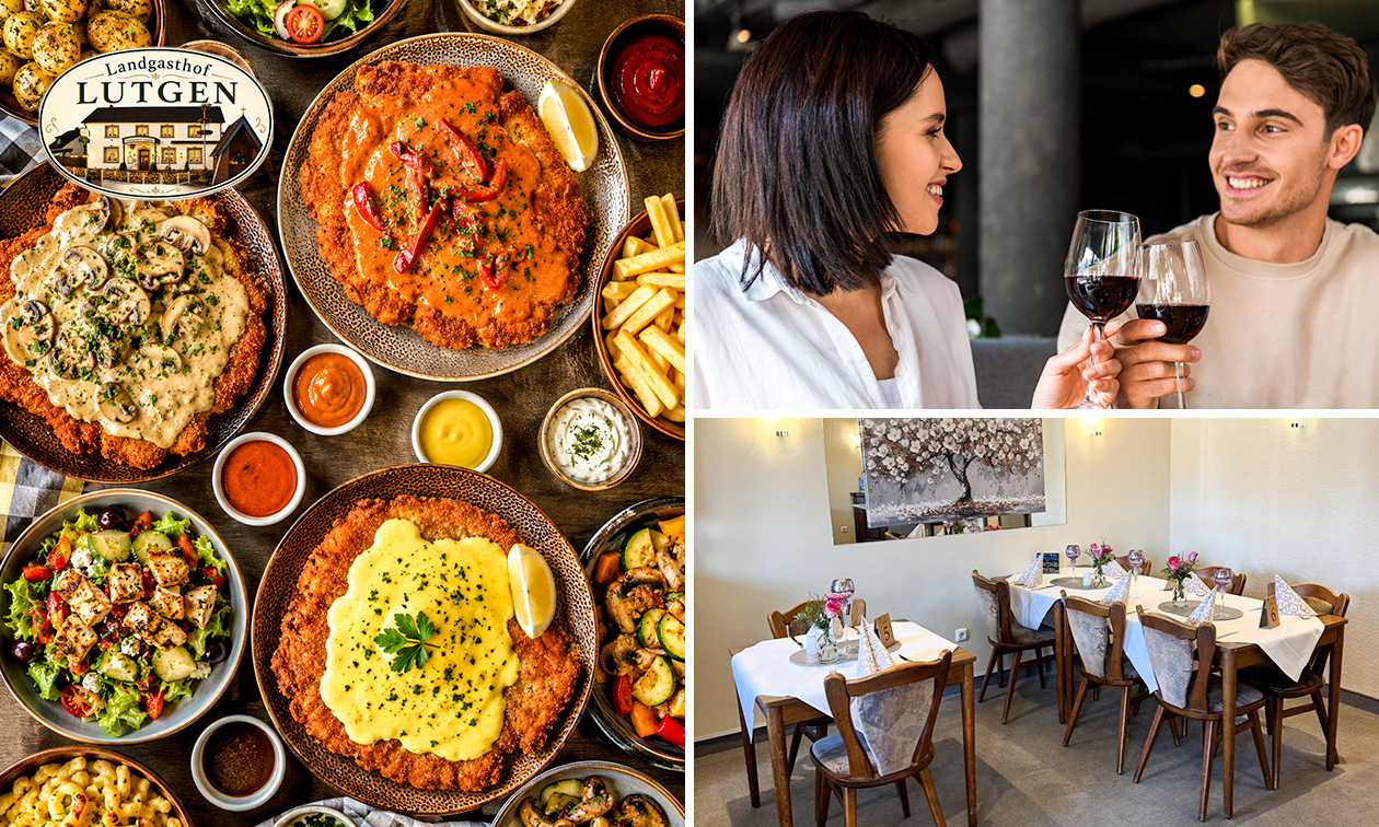 All-You-Can-Eat-schnitzel + bijgerechten + dessert bij Landgasthof Haus Lutgen