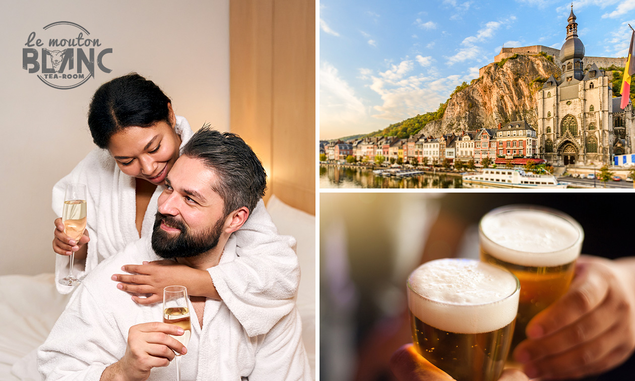 Overnachting voor 2 + biertje per persoon bij Le mouton blanc Ohey