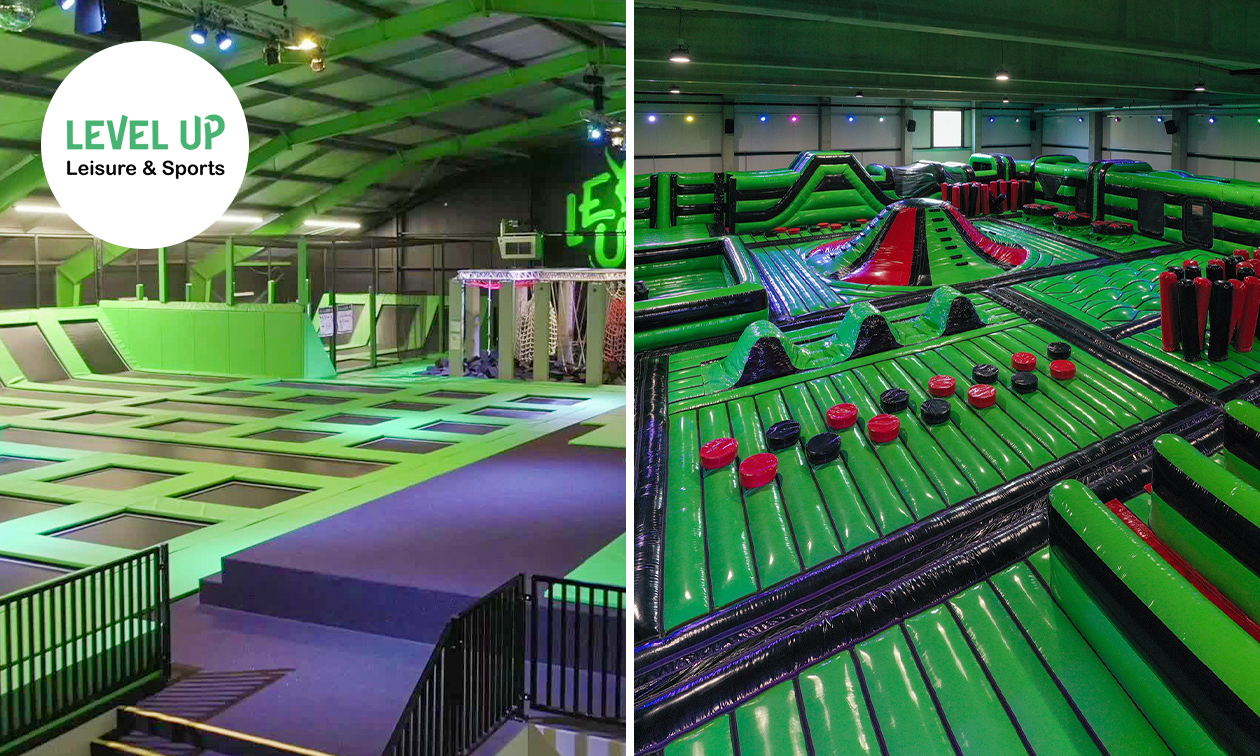 Entree trampolinepark en inflatablepark (2 uur) + jumpsokken
