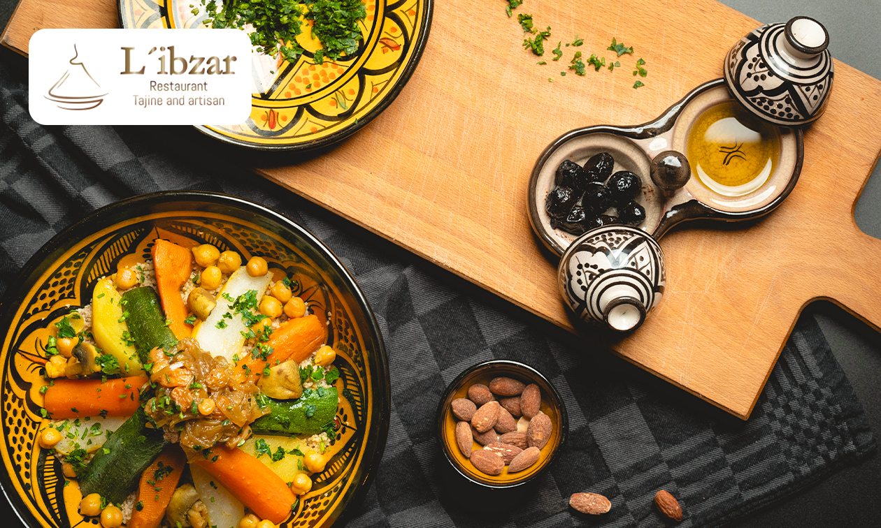 Couscousdiner + evt. harirasoep voor afhaal bij L’ibzar Couscousdiner + evt. harirasoep voor afhaal bij L’ibzar