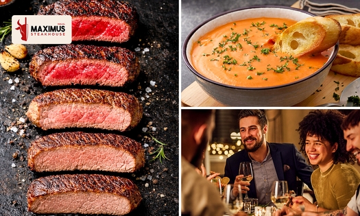3-gangen keuzediner bij Maximus steakhouse Max Euweplein in hartje Amsterdam