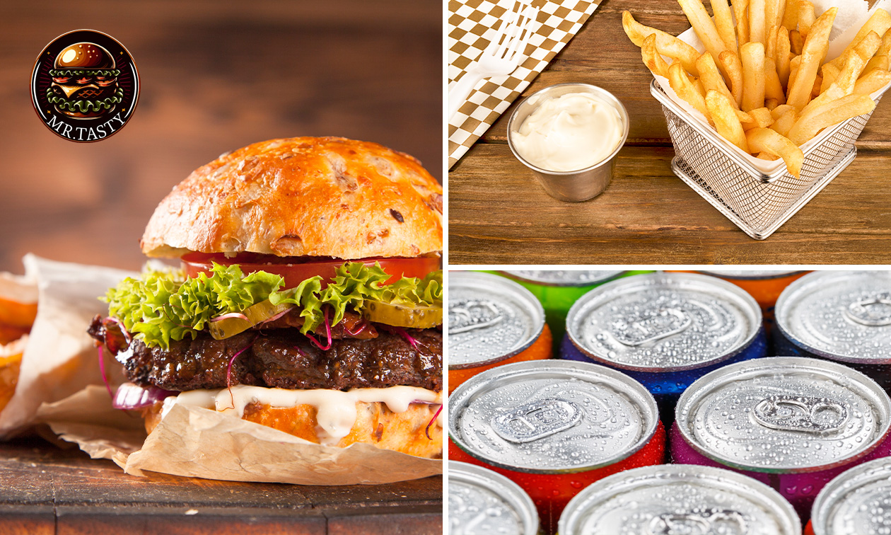 Burger naar keuze + friet + drankje naar keuze