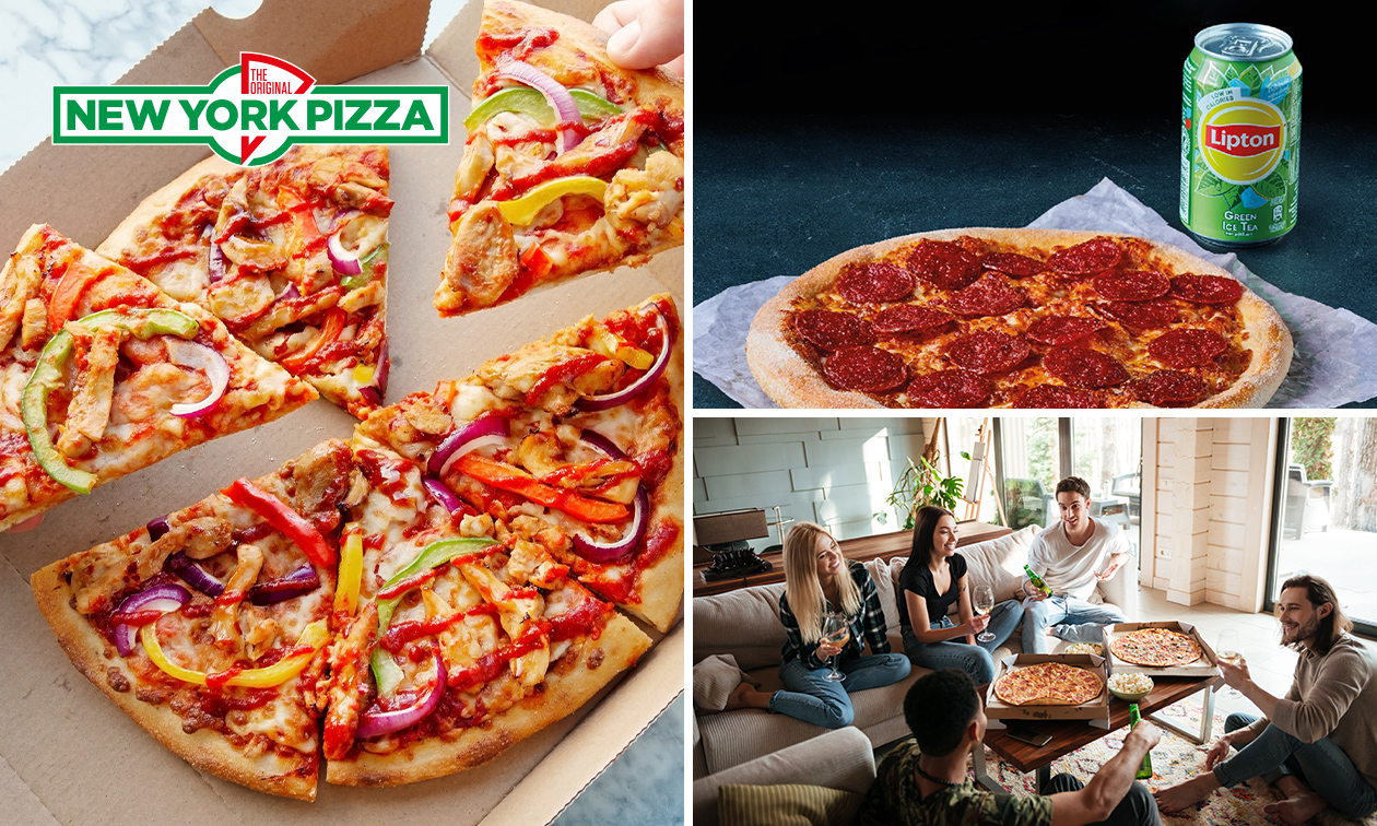 Pizza nach Wahl (26 cm) + 1 Softgetränk (0,5 l) bei New York Pizza Bergisches Land
