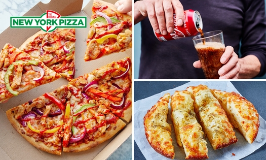 Afhalen: New York Pizza + evt. blikje frisdrank, garlic bread of cheesy bread