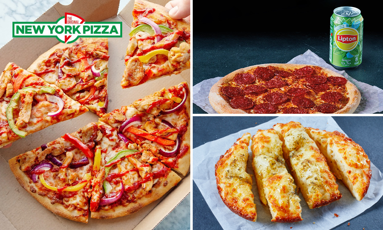 Pizza (25 cm) + garlic bread voor afhaal bij New York Pizza Verlengde Hereweg