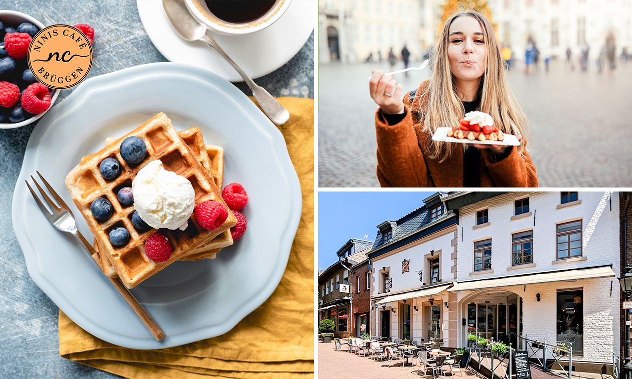 Waffel + Kugel Vanilleeis und Soße zum Mitnehmen