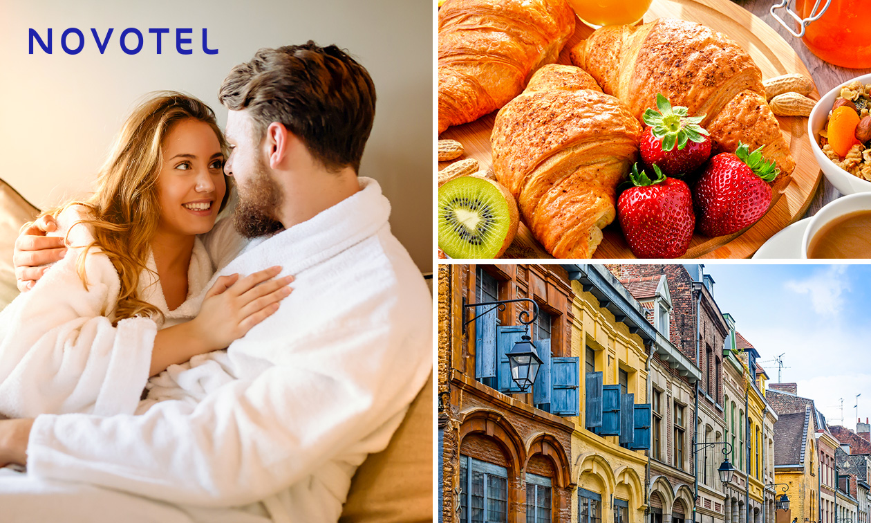 Overnachting voor 2 + ontbijt + late check-out in hartje Lille