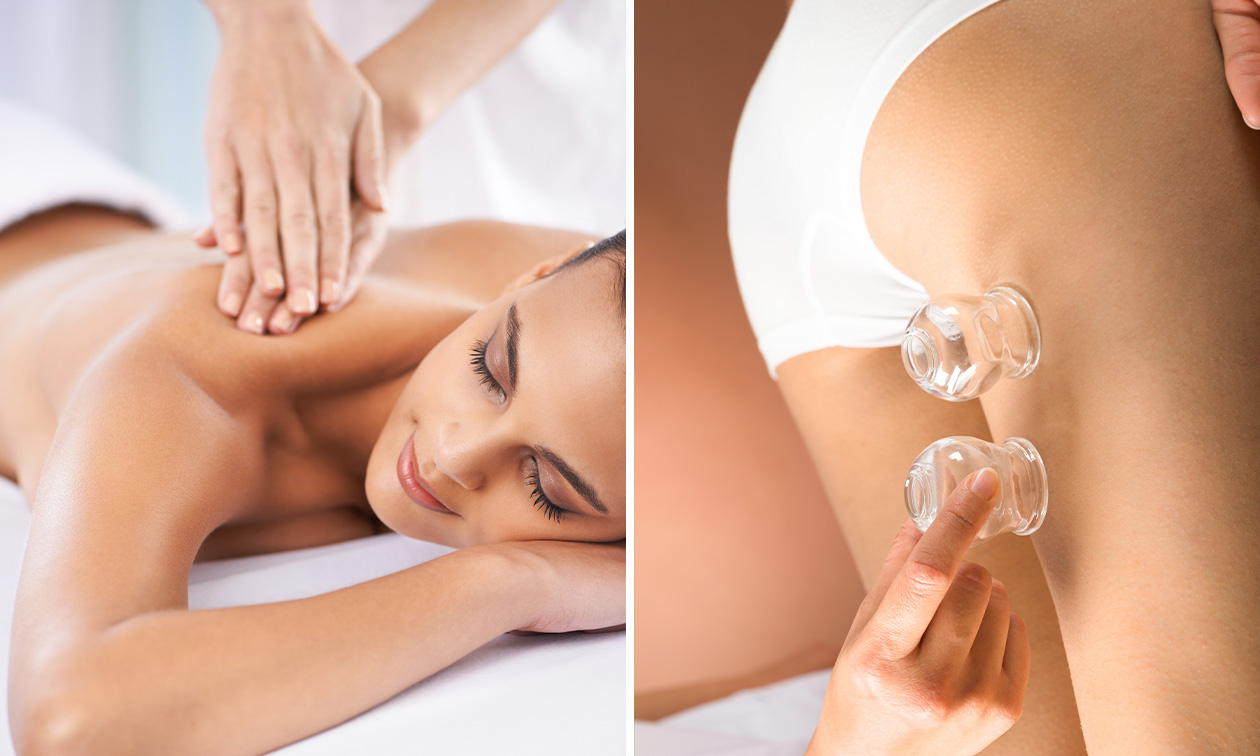 Cupping, rug- of ontspanningsmassage (30, 40 of 60 min)