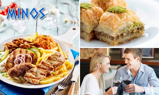 Grieks 3-gangendiner (40+ keuzes) bij Restaurant Minos