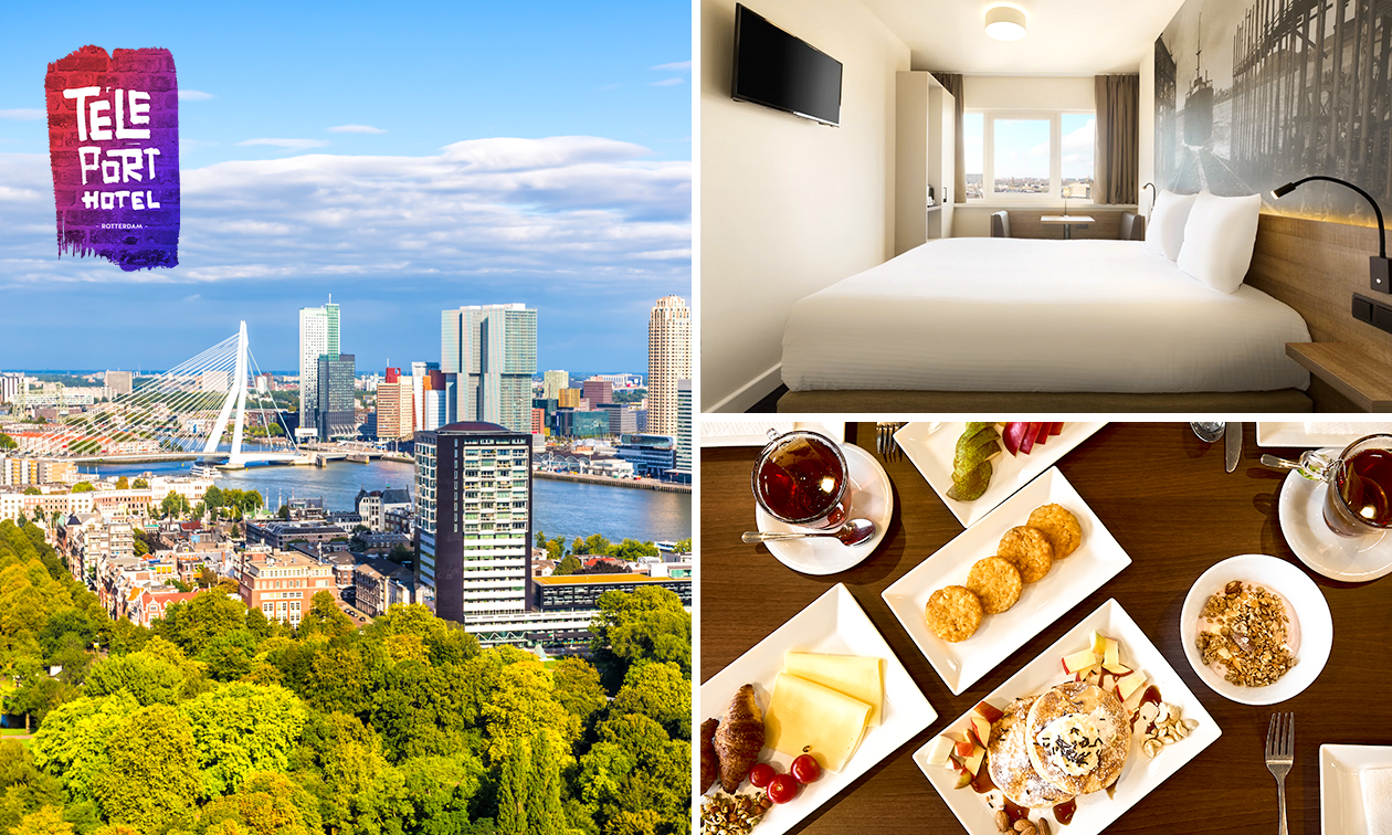 Overnachting voor 2 tot 8 bij Rotterdam Teleport Hotel
