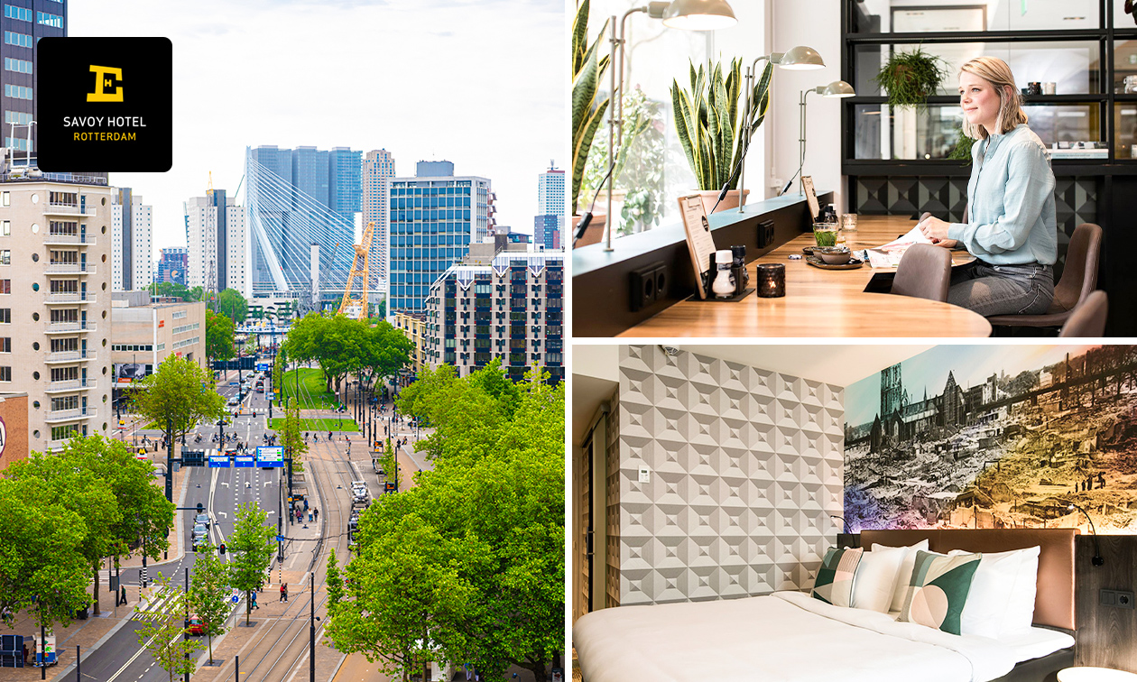 Luxe overnachting voor 2 + ontbijt in hartje Rotterdam