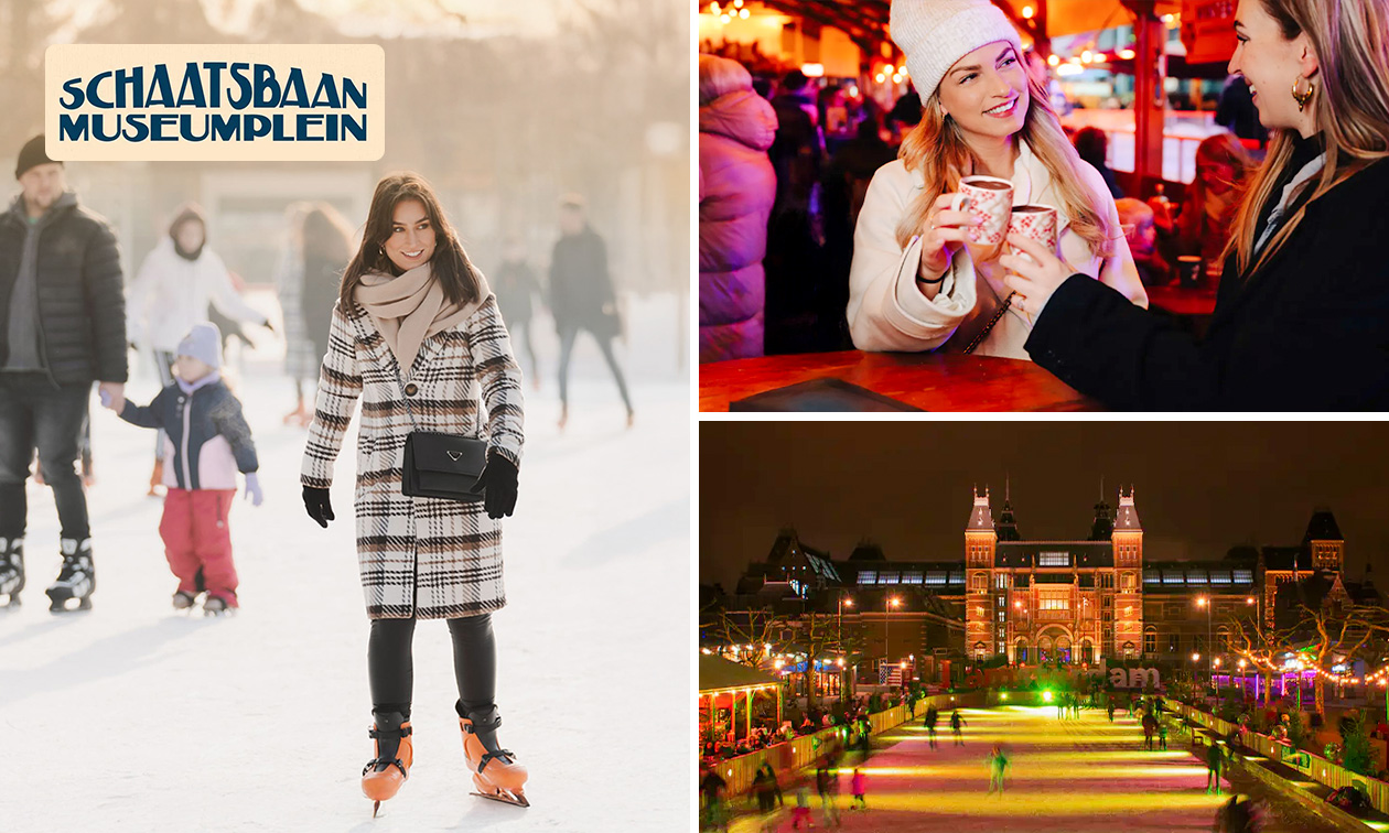 Entree schaatsbaan + schaatshuur + warme chocolademelk in Amsterdam