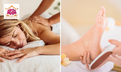 Pedicurebehandeling (30 min) en/of massage naar keuze (30 of 40 min)