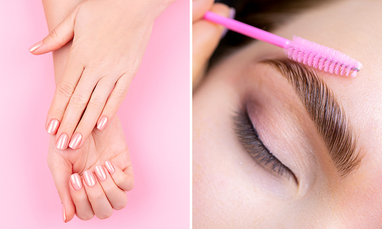 BIAB-behandeling + gellak of brow lamination + hybrid verf of pedicurebehandeling
