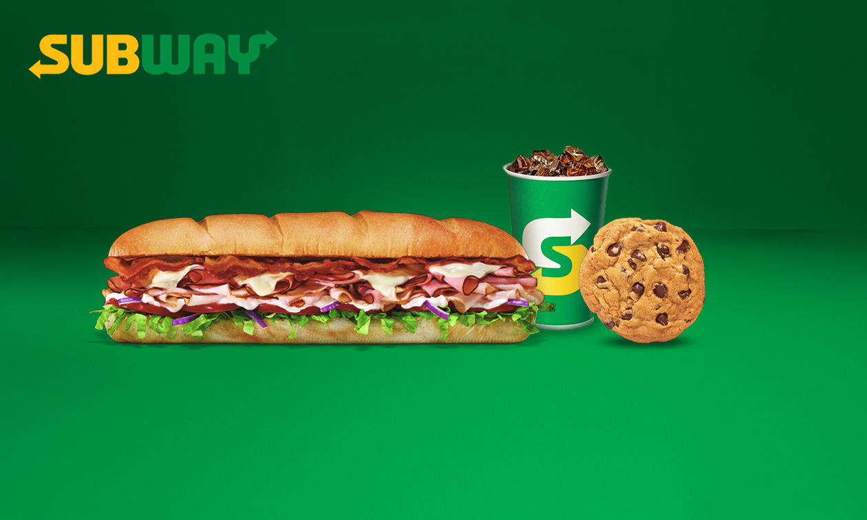 Broodje bij Subway + frisdrank + cookie/chips voor afhaal Broodje bij Subway + frisdrank + cookie/chips voor afhaal